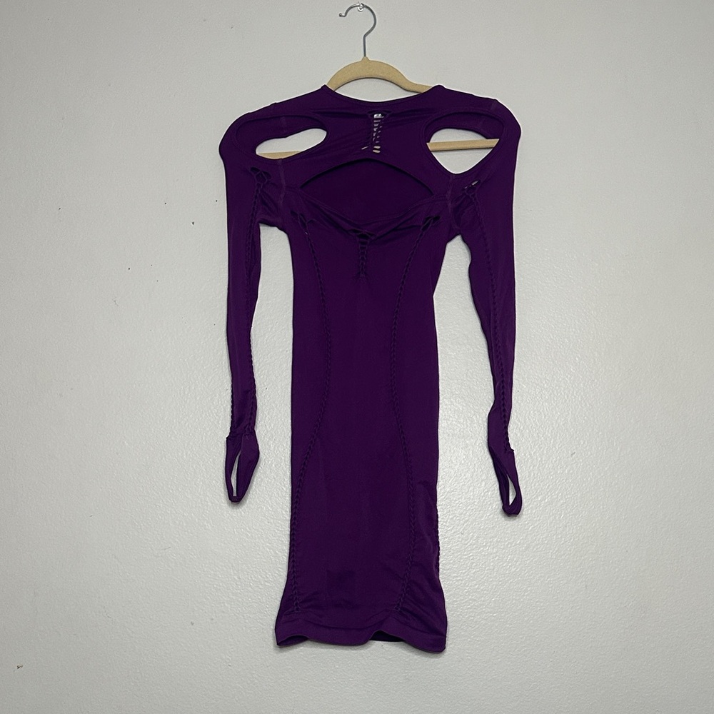 Fashion Nova Purple Cutout Long Sleeve Bodycon Dress